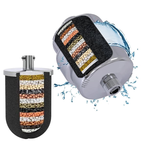 Water Softening, Carbon Block Technology , Microplastic Free Filtration Shower Head Filter with Extra Replacement Filter (6-Monthas Filter Life)
