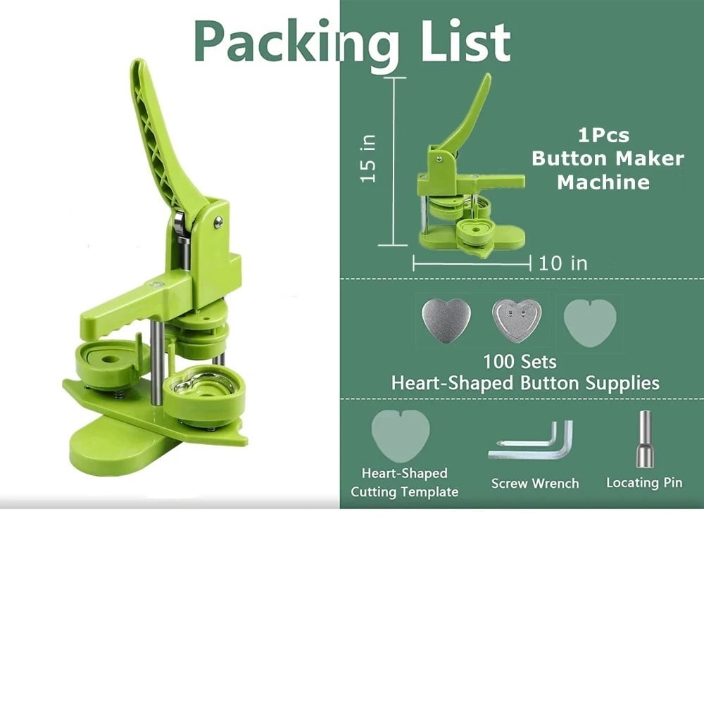 32MM Heart-Shaped Pin Badges Making Machine Set, DIY Badge Button Maker Machine ,Beginner-Friendly