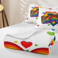 thumbnail image 4 of Manfei Rainbow Love Heart Twin Quilt Set, Ink Love is Love Twin Coverlet Set, White Orange, 2pcs, 1 Bedspread and 1 Pillowcase, 4 of 7