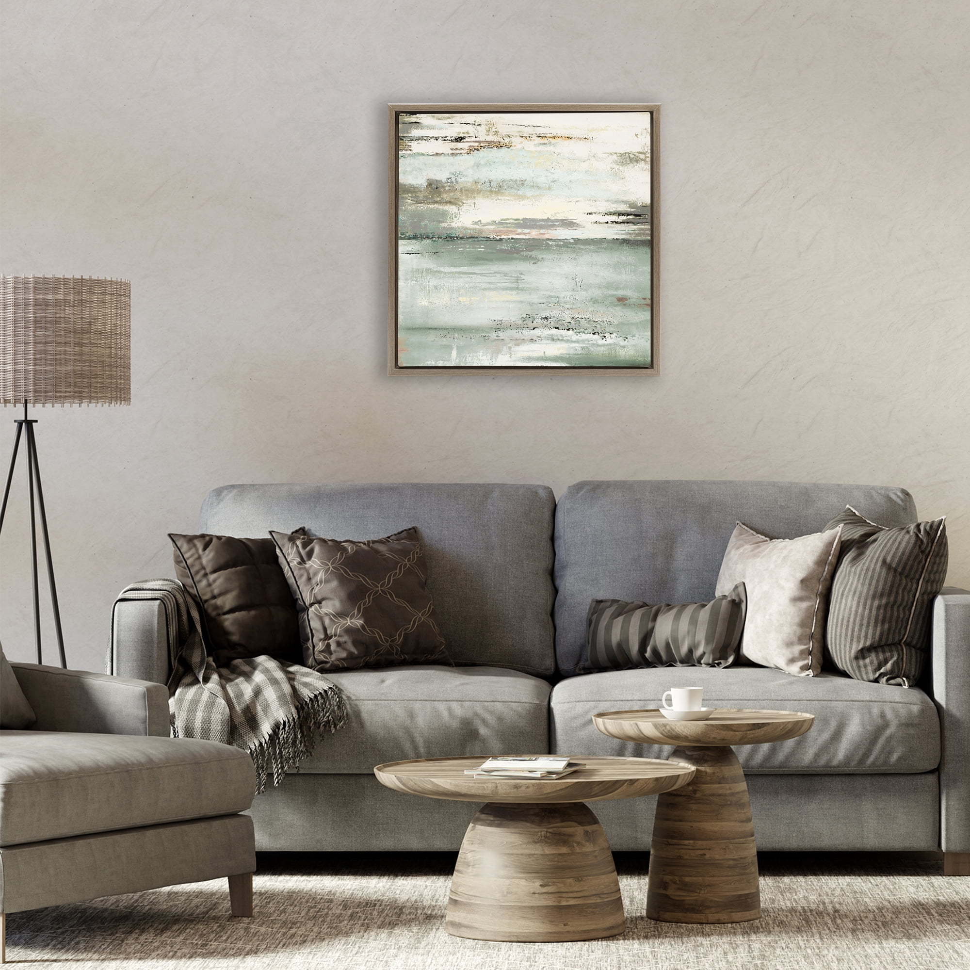 Stupell Industries The Seafoam Ones Abstract Brown Framed Floater Canvas Wall Art, design by Patricia Pinto