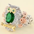 thumbnail image 4 of Hoot Owl Ring Teacher Gift Statement Ring Green Cz Womens Ginger Lyne Collection, 4 of 5