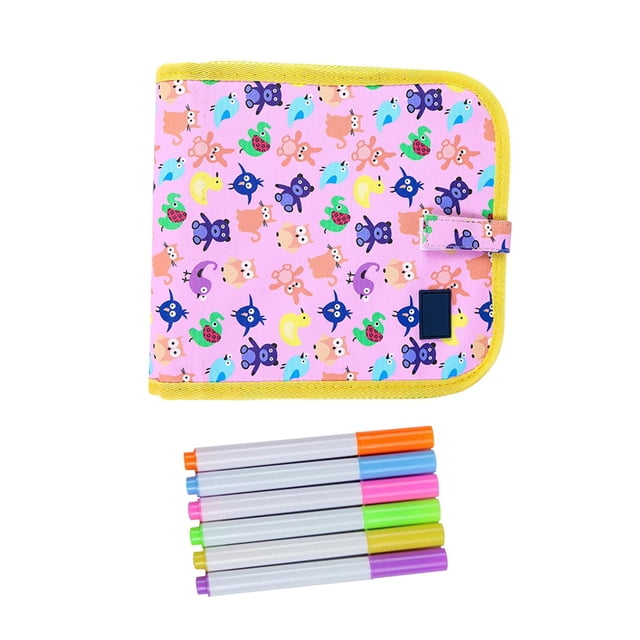 Juego de libros de borrables, juguetes de pintura, libro de dibujo de arte preescolar reutilizable para viajes, juegos por carretera, coche , Animales 10 Páginas