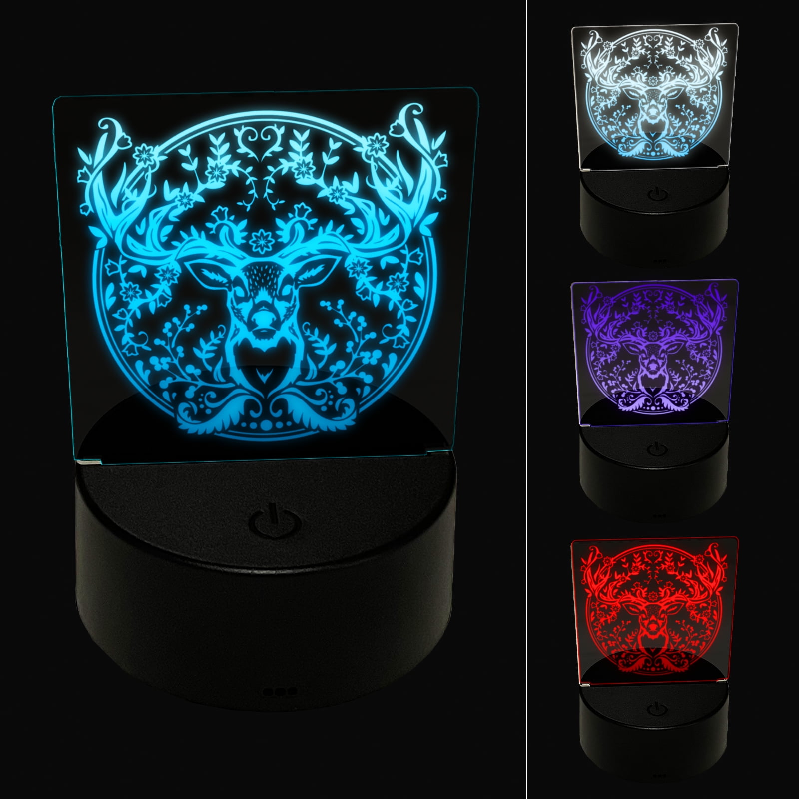 Regal Floral Wreath Deer Buck Head with Flower Antlers LED Night Light