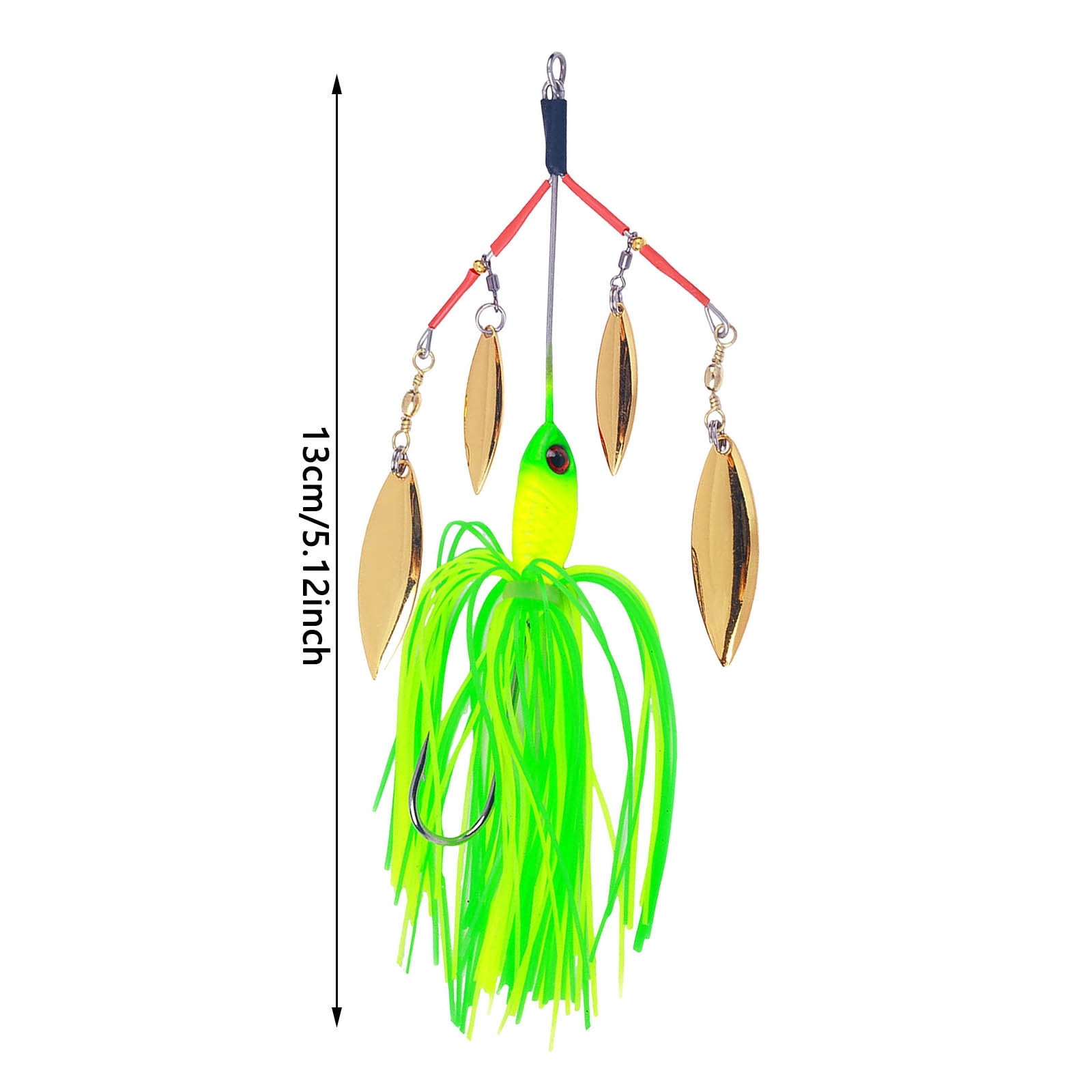 Spinnerbaits Fishing Lures 4 Willow Leaf Blades Artificial Bass Lure 0.8oz Wobblers with Silicone Skirt Sequin Jig Bait for Trout Walleye Crappie Pike Outdoor Leisure Activity Accessories