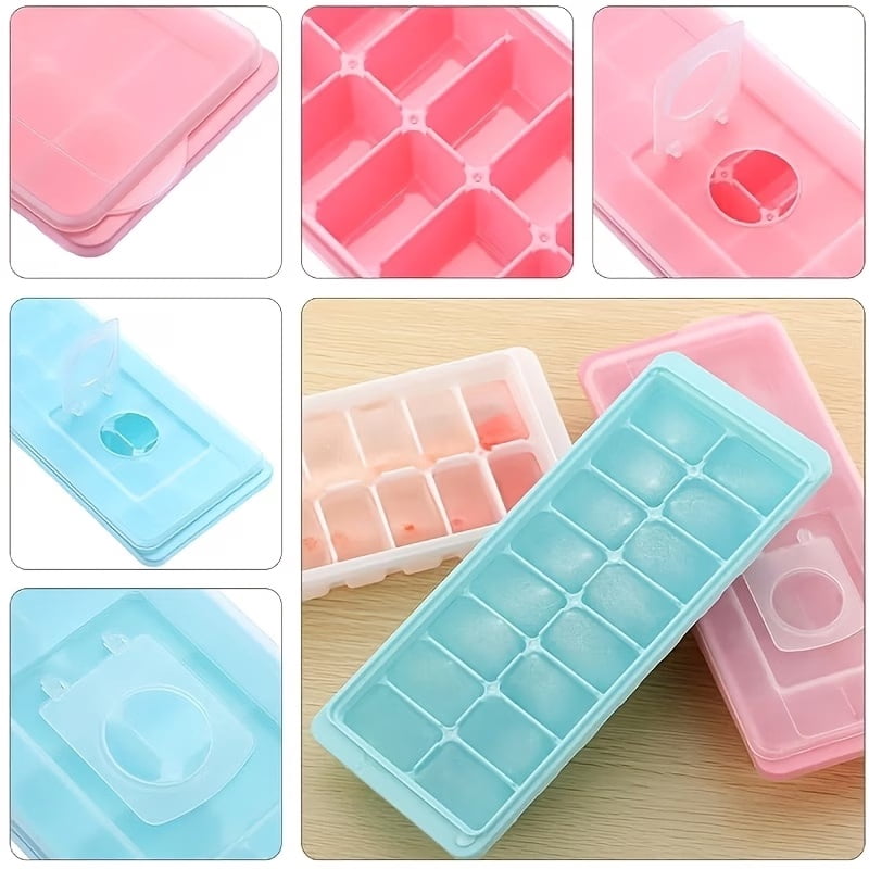 Flexible BPA-Free Ice Cube Tray 4-Pack with Lid - Stackable Colorful Ice Molds for Cocktails, Coffee, and Food Storage
