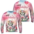 thumbnail image 3 of Hello Valentine’s Day Shih Tzu Flower Crown Romantic Pink Floral All Over Print 3D Sweatshirt Unisex Merch Lion Dog Lover Gifts - 00031, 3 of 6