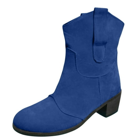 

Luiyenes Boots Casual Roman Slip-up Comfortable Low-heeled Women s Shoes Retro women s boots