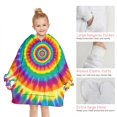thumbnail image 6 of Rainbow Tie Dye Spiral Layer Pattern Blanket Hoodies for Kids 6-13YR Oversize Wearable Blanket Hoodies for Boys Girls Teens, 6 of 7