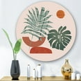 thumbnail image 1 of Designart - Moon & Sun Shapes In Retro Green & Terracotta Tone - Modern Metal Circle Wall Art, 1 of 5