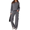 thumbnail image 2 of Women'S Plush Long-Sleeved Trousers Two-Piece Home Wear Casual Suit, Sweater, Pants, Pajamas Set Grey L, 2 of 10