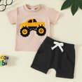 thumbnail image 2 of Kaprioy Toddler Boys Clothes Summer Outfit Sets Cute Tractor Embroidered Printed Short Sleeve Tops T Shirt Pockets Shorts Knit Clothes Set Boys Summer Clothing Set, 2 of 7