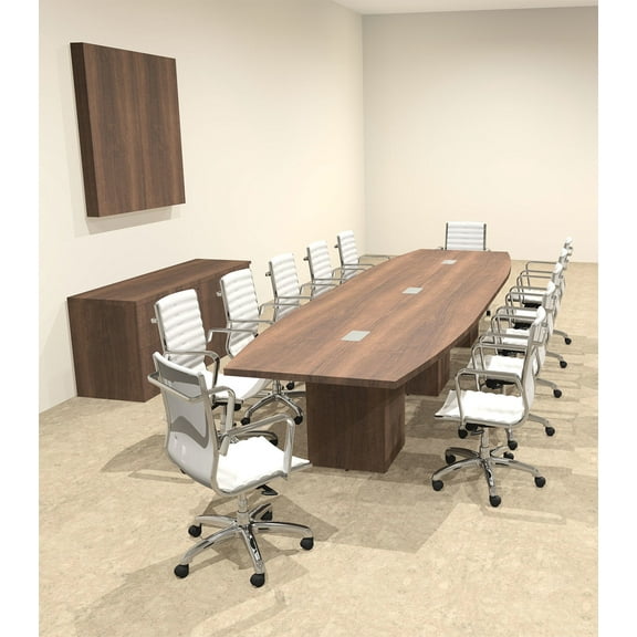 Modern Boat Shaped Cube Leg 14' Feet Conference Table, #OF-CON-CQ35