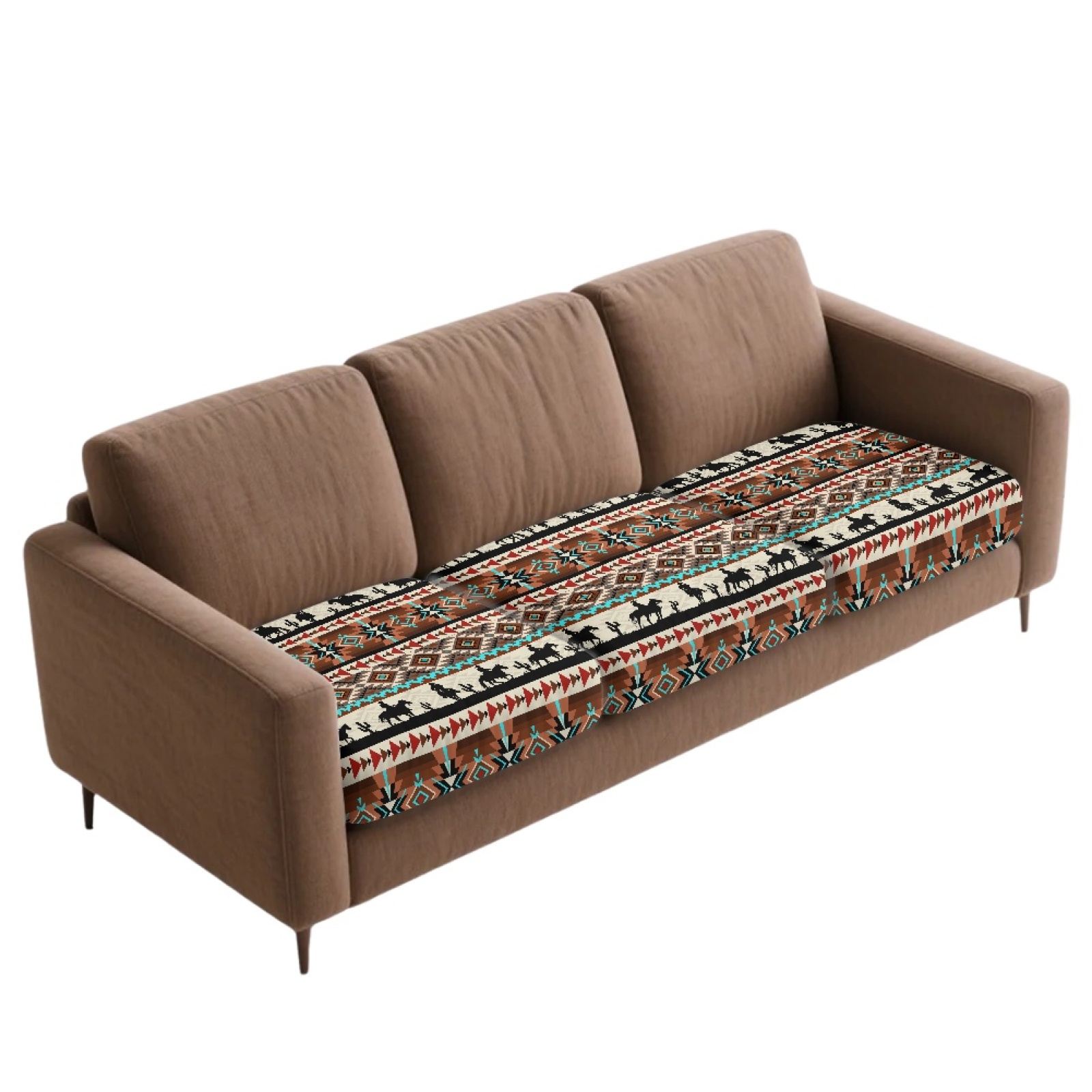 Xoenoiee Aztec Horse Cactus American Tribal Print Couch Cushion Covers 3PC Stretch Sofa Seat Slipcover Sets for Living Room Individual Sofa Cushion Cover Non-Slip Couch Seat Protectors