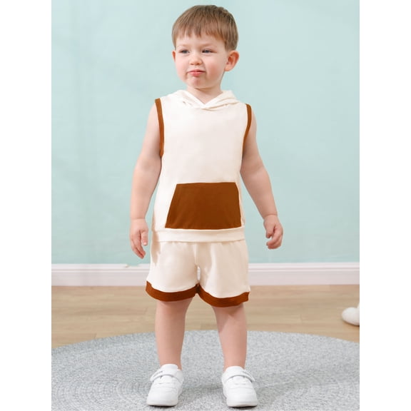 CARETOO Toddler Boy Summer Outfits Hoodie Sleeveless Tank Tops & Casual Shorts Sets Baby 2T 3T 4T 5T 6T Clothes