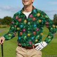 thumbnail image 5 of Aplkyhs Green Christmas Lights Men Workout Tops Long Sleeve Cloth Lightweight with Collar Shirt Fit Plain Machine Washable for Golf Tennis Hiking Running Gym, 5 of 7