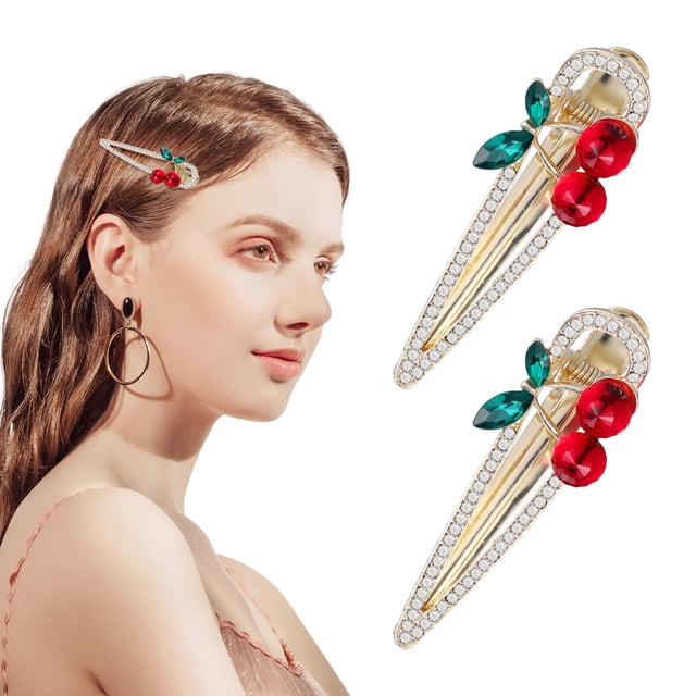 FENGGUIQU 2Ud Clips Para El Cereza Con Y Estilo Femenino Para Fiestas Y Eventos