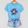 thumbnail image 6 of Short Sleeve Summer T-Shirts for Women Stars Hearts Printed Tops July 4th Outfits Casual Crew Neck Base Tees (3XL, Sky Blue), 6 of 7