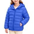thumbnail image 2 of ITSAME Girls Hooded Quilted Puffer Jacket Long Sleeve Full Zip Winter Warm Thick Coat with Pockets Blue Size 12, 2 of 10