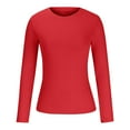 thumbnail image 4 of ZyeKqe Going out Tops for Women Long Sleeve Shirts Crewneck Ribbed Knit Stretchy Slim Fitted Basic Tees 2024 Fall Top, 4 of 6