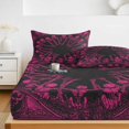 thumbnail image 6 of King Size Fitted Sheet Set - Halloween 3 Piece Bedding Sets 16" Deep Pocket Fitted Sheet with 2 Pillowcases, Vintage Skeleton Pink Fall Holiday Brushed Microfiber Hotel Luxury Bed Sheets, 6 of 9