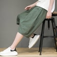 thumbnail image 3 of Angala Mens Summer Shorts Solid Color Elastic Waist Shorts Summer Breathable Seaside Holiday Casual Mens Shorts Size L Green, 3 of 6