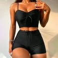 thumbnail image 2 of WREESH Womens Two Piece Swimsuit High Waisted Bikini Set Spaghetti Strap Cami Top and Tie Side Bikini Set Push-Up Swimwear Beachwear Swimsuit Bathing Suit Black, 2 of 6