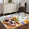thumbnail image 3 of Rectangle Area Rugs 4 x 6 Ft, Spring Dog Non-Slip Residential Carpet, Vintage Watercolor Botanical Floral Sunflower Indoor Crawling Mats Runner Rugs for Living Room/Dining Room/Bedroom, 3 of 8
