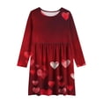 thumbnail image 6 of THDHVS Dresses for Girls,Heart Print Long Sleeve Dress with Round Neck for Girls Ballet Practice and Winter Wear,Girls Long Sleeve Dress Wine, 6 of 6