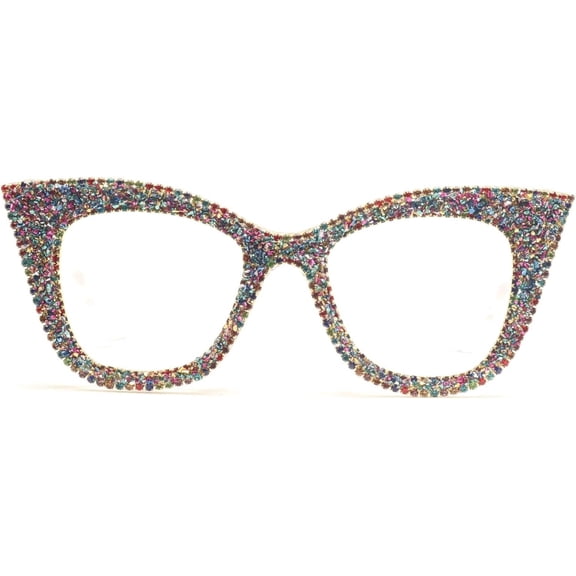 Cat Eye Reading Glasses Bling Rhinestones Crystal Black Diamond Frame Eyewear Anti Blue Light Reader