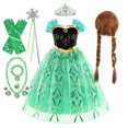 thumbnail image 3 of Vestido de princesa Anna para niña 2024, vestido de tutú de lujo verde para niña, regalo de cumpleaños, fiesta, cosplay, vestido de baile, disfraz de Halloween, 3 of 5