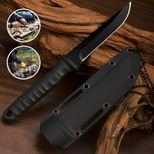 Outdoor Multifunctional Small Knife with Scabbard | Stainless Steel Pocket Survival Knife | Portable Hiking, Camping, Mountaineering Tool | Compact Neck Knife | 8.19" | 1 Piece