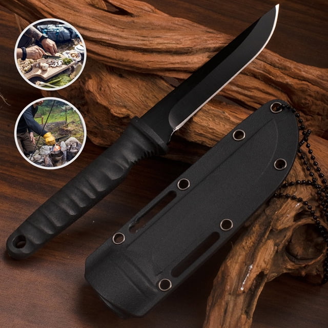 Outdoor Multifunctional Small Knife with Scabbard | Stainless Steel Pocket Survival Knife | Portable Hiking, Camping, Mountaineering Tool | Compact Neck Knife | 8.19" | 1 Piece