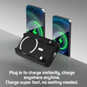 10000mAh Magnetic Power Bank, Foldable Wireless Portable Charger with LED Display, with Type-C Cable, Supports Fast Charging and Lightning Input Charges Smartphones Android