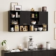 thumbnail image 4 of EYYTHUNG Fluted Wall-Mounted Cabinet Bathroom Modern Medicine Cabinet with Sliding Door Adjustable Shelf Wood Storage Cabinet, Black, 4 of 9