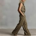 thumbnail image 4 of Gamivast Business Casual Outfits for Women 2 Piece Ruffle Button Down Shirt & Wide Leg Pants Sets Sleeveless Work Wear Elegant Office Dressy, 4 of 6