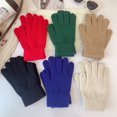 thumbnail image 2 of Guantes de punto de invierno para mujer, bonitos guantes de lana cálidos de color caramelo con agujeros para estudiantes, de color sólido, para otoño e invierno, 2 of 5