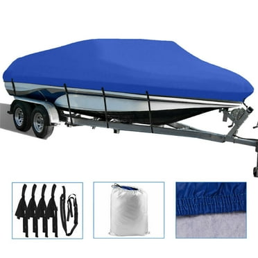 Trailerable Boat Cover, Heavy Duty Waterproof Boat Cover, 17-19FT UV Resistant Marine Grade Outboard Cover Compatible for Bass Boat, Fits Bayliner Tri-Hull V-Hull Fishing Runabout Boat, Dark Blue