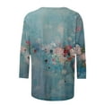 thumbnail image 4 of Dyegold 3/4 Sleeve Tops For Women Summer Round Neck Dressy Casual Vintage Floral Print Shirts Plus Size Trendy Blouses Tunic, 4 of 5