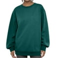 thumbnail image 2 of Lumtrix Oversized Sweatshirts Women Long Sleeve Crewneck Sweatshirt Trendy Casual Pullover Tops Fall Winter Clothes 2025 Dark Green XL, 2 of 5