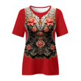 thumbnail image 3 of Summer Tops for Women Long Sleeve Layering Tops for Women Casual Short Sleeve Shirts Compression Layering Tees Long All Womens Spandex Shirt Summer Shirts Red 2XL, 3 of 4
