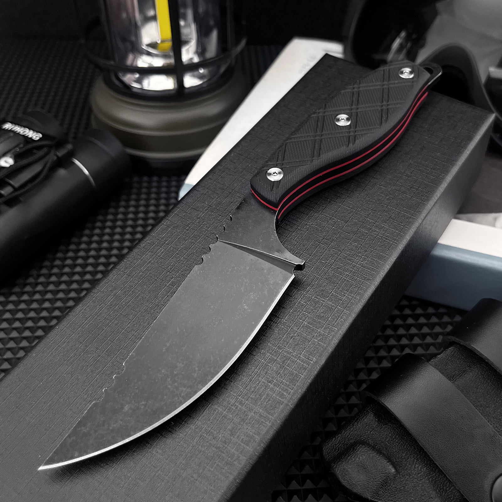 8Cr13Mov Steel EDC Fixed Blade Utility Knife - G10 Handle Full Tang Everyday Carry Cutting Tool
