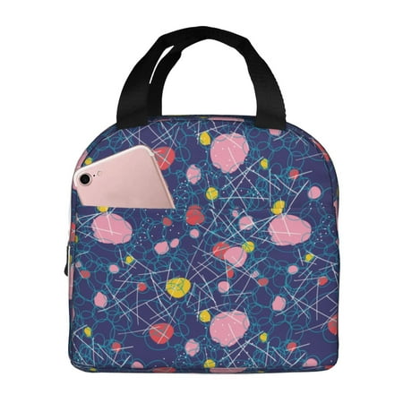 Insulated Lunch Bag for Women Men - Abstract circles bubbles pebbles stones Leakproof Cooler Lunch Box for Women Men  Lunch Tote Bags for Work School Picnic Travel