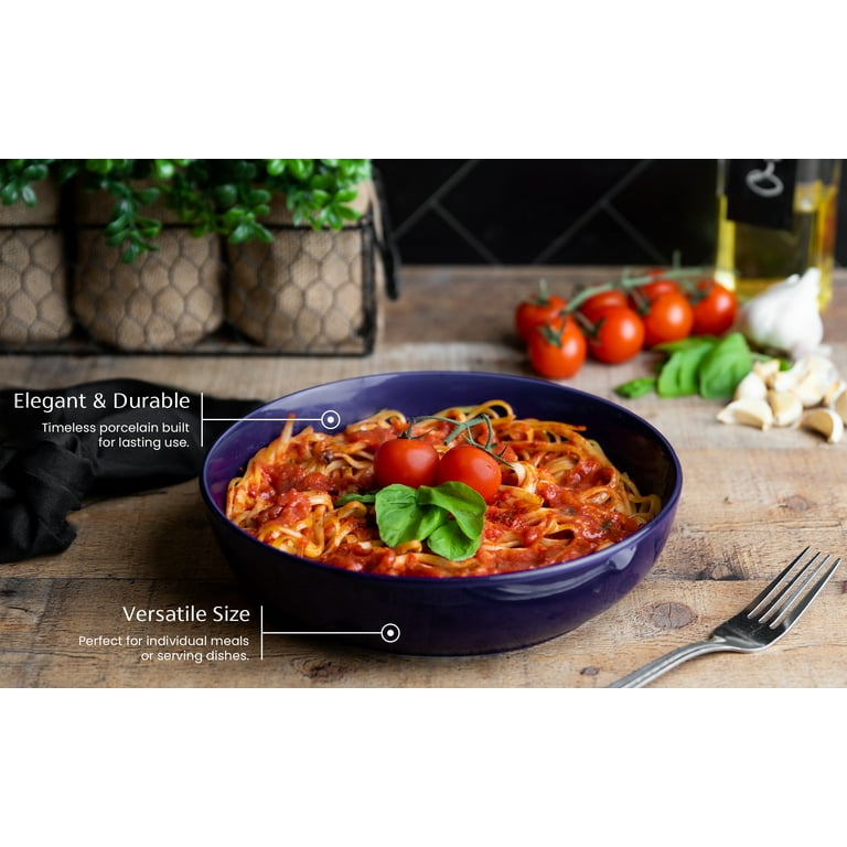 Kook 4-Pc Ceramic Pasta Bowl Set 40 Oz Stoneware Serving Bowls for