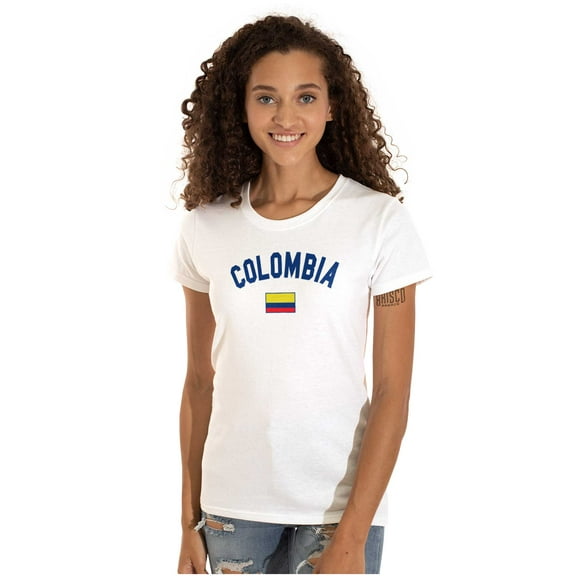 Colombia Country Flag Soccer Fan Pride Womens Slim Fit Graphic Tee Brisco Brands S