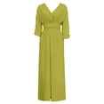 thumbnail image 5 of Krdevn Womens V Neck Jumpsuit Batwing Sleeve Waist Cinched Wide Leg Casual Summer Romper,M, 5 of 5