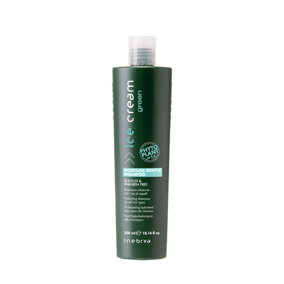 10.14 oz , Inebrya Ice Cream Green Moisture Gentle Shampoo , Hair Beauty Product - Pack of 1 w/ Sleek Pin Comb