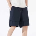 thumbnail image 4 of Fancifize Teen Boys Athletic Shorts Quickly Dry Wide Leg Elastic Drawstring Waist Sweat Shorts Kids Workout Shor Pants 7-19 Years,Navy, 4 of 7