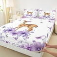 thumbnail image 3 of Manfei Cartoon Deer 4pcs Bed Sheets for Girls, Purple Flower King Sheets, Flying Butterfly Sheet Set, Breathable Children Bedroom Decor, 3 of 7