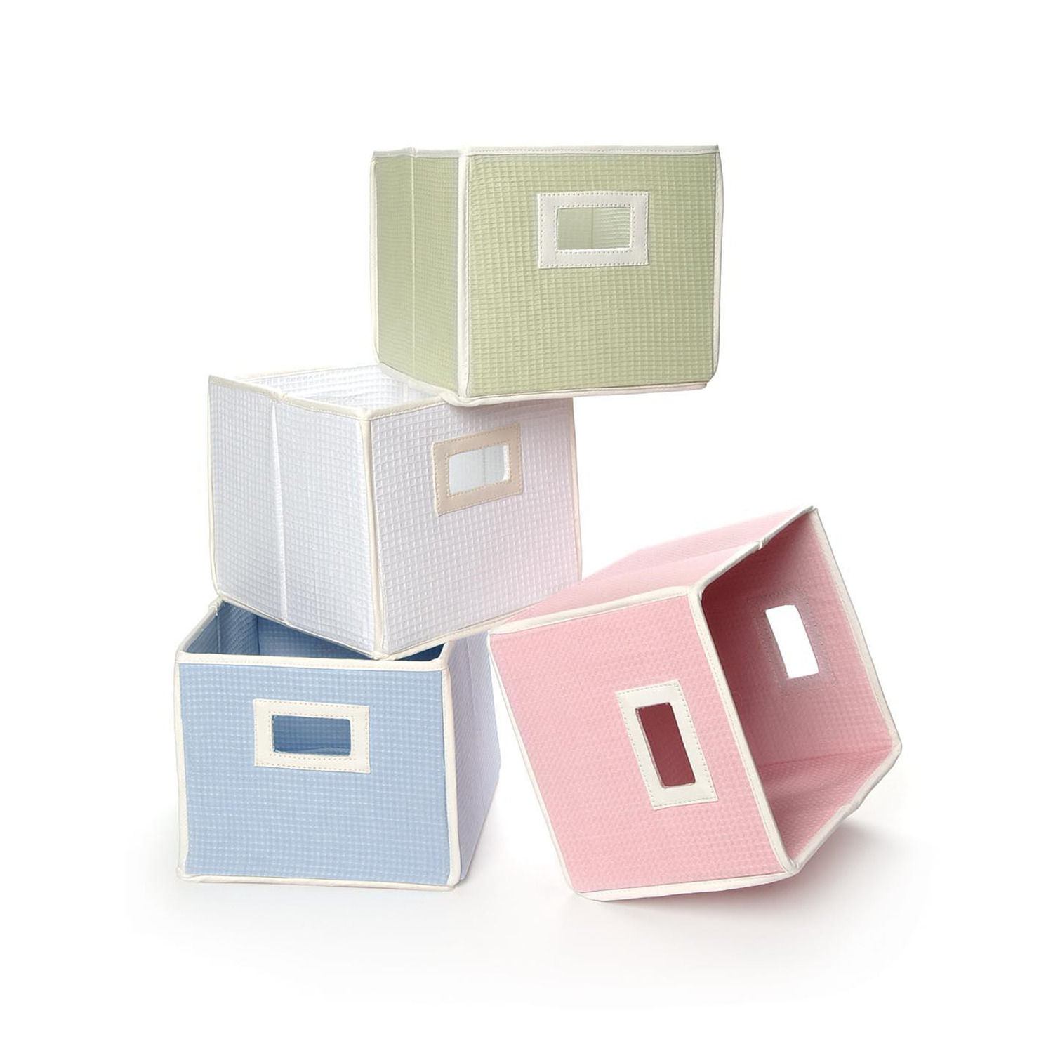Folding Nursery Basket/Storage Cube-Fabric:Sage Gingham