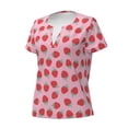 thumbnail image 3 of Wukai Hand Drawn Strawberry Casual V-Neck Graphic Tees for Women: Lightweight and Breathable Summer Tops with Stylish Design-Medium, 3 of 8